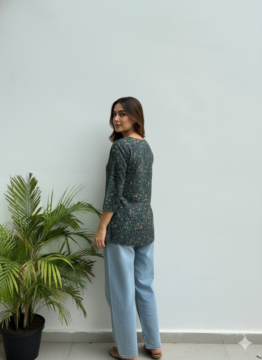 Floral Women Tunic – Round Neck