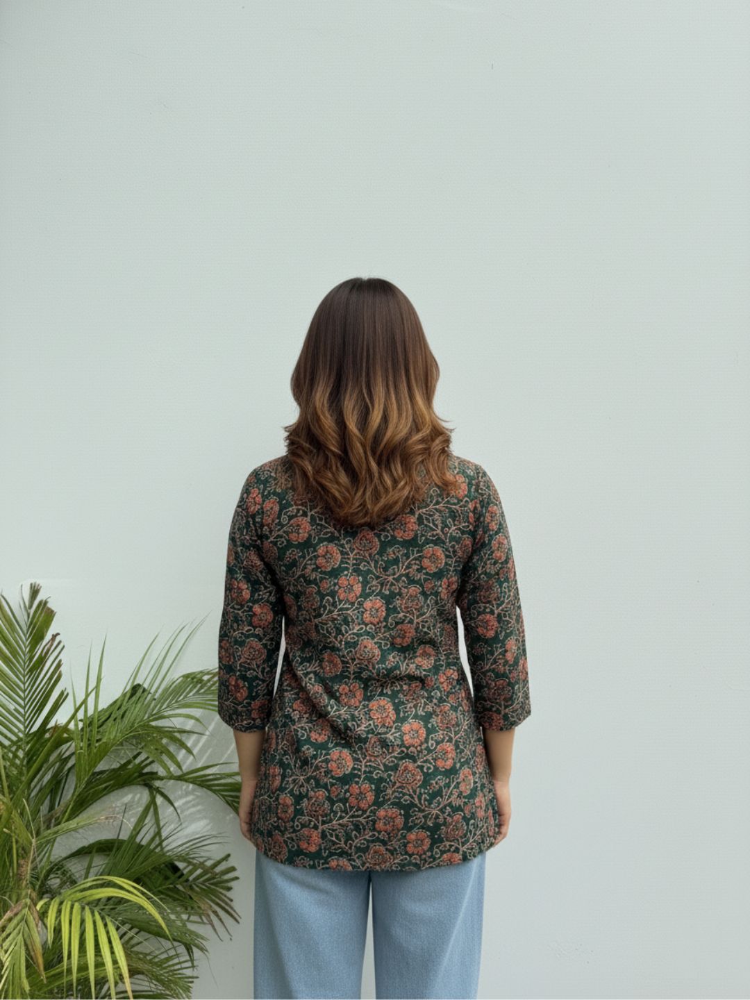 Floral Tunic – Forest Green | V-Neck