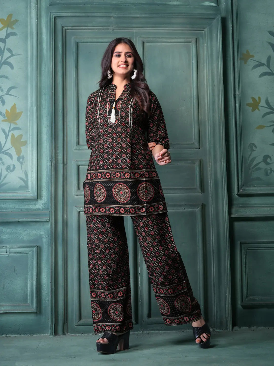 Black Printed Co-ord Set – Kurta & Pants