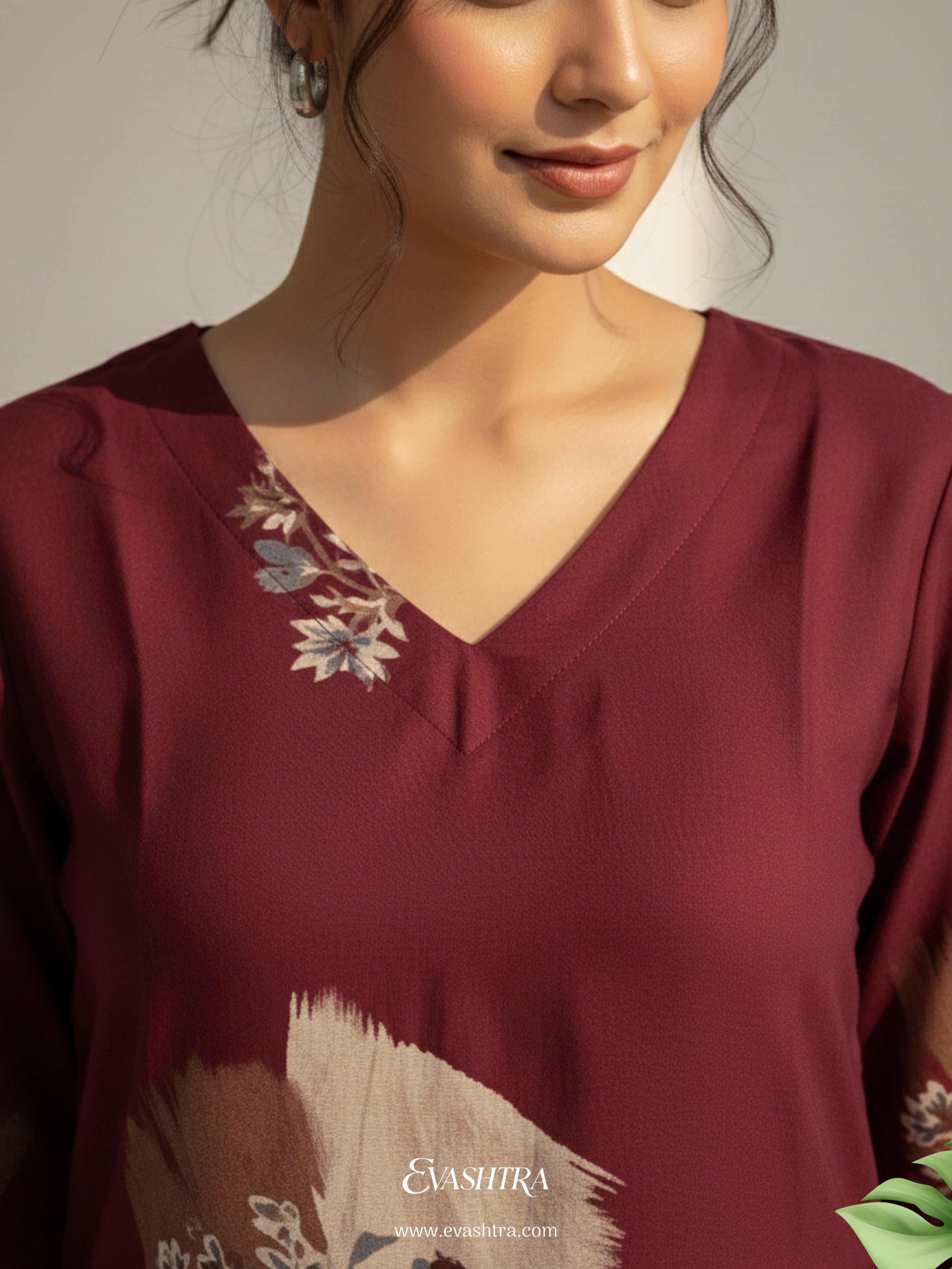 Deep Wine Abstract Art Rayon Tunic