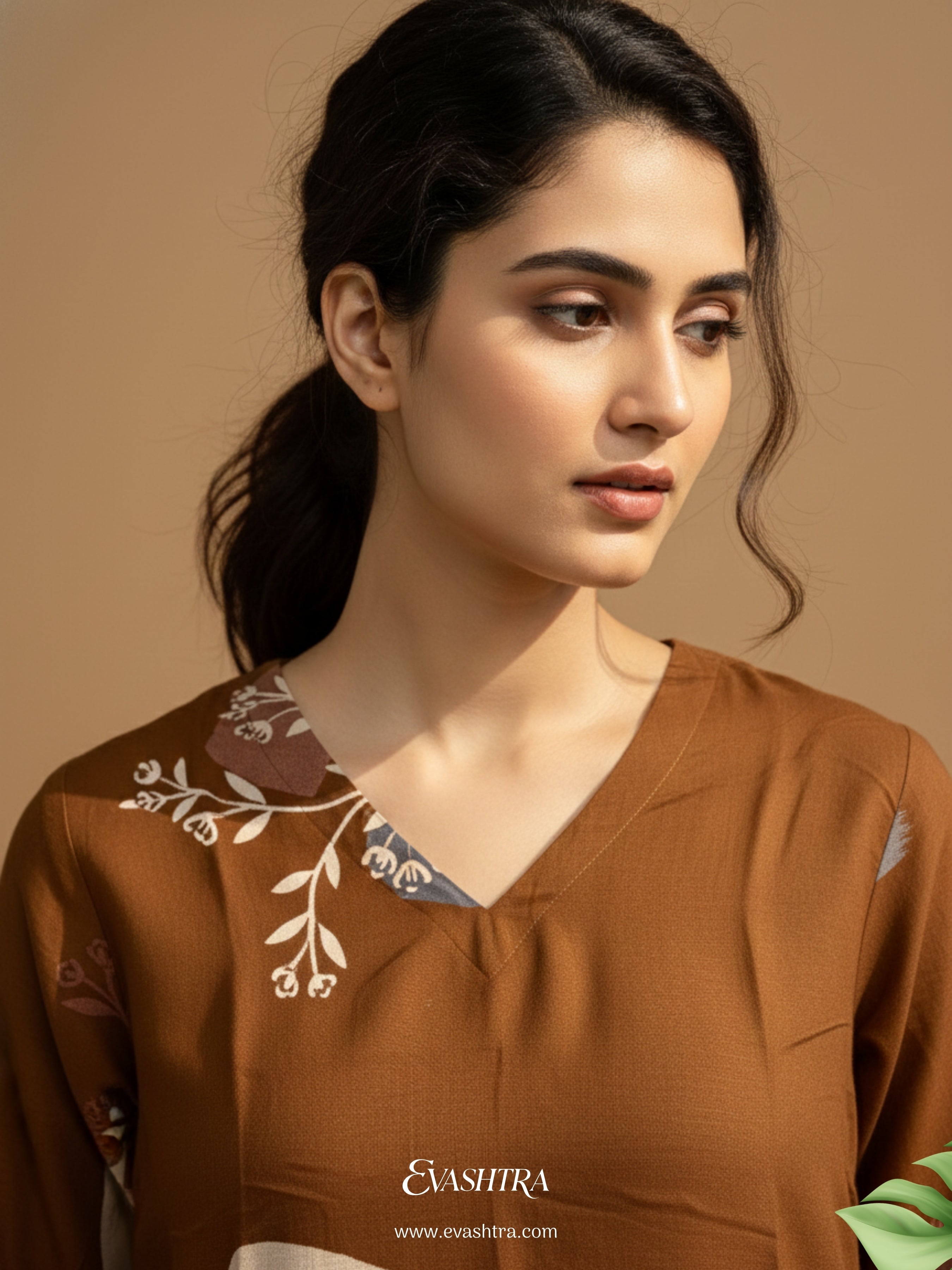 Rustic Brown Abstract Art Rayon Tunic