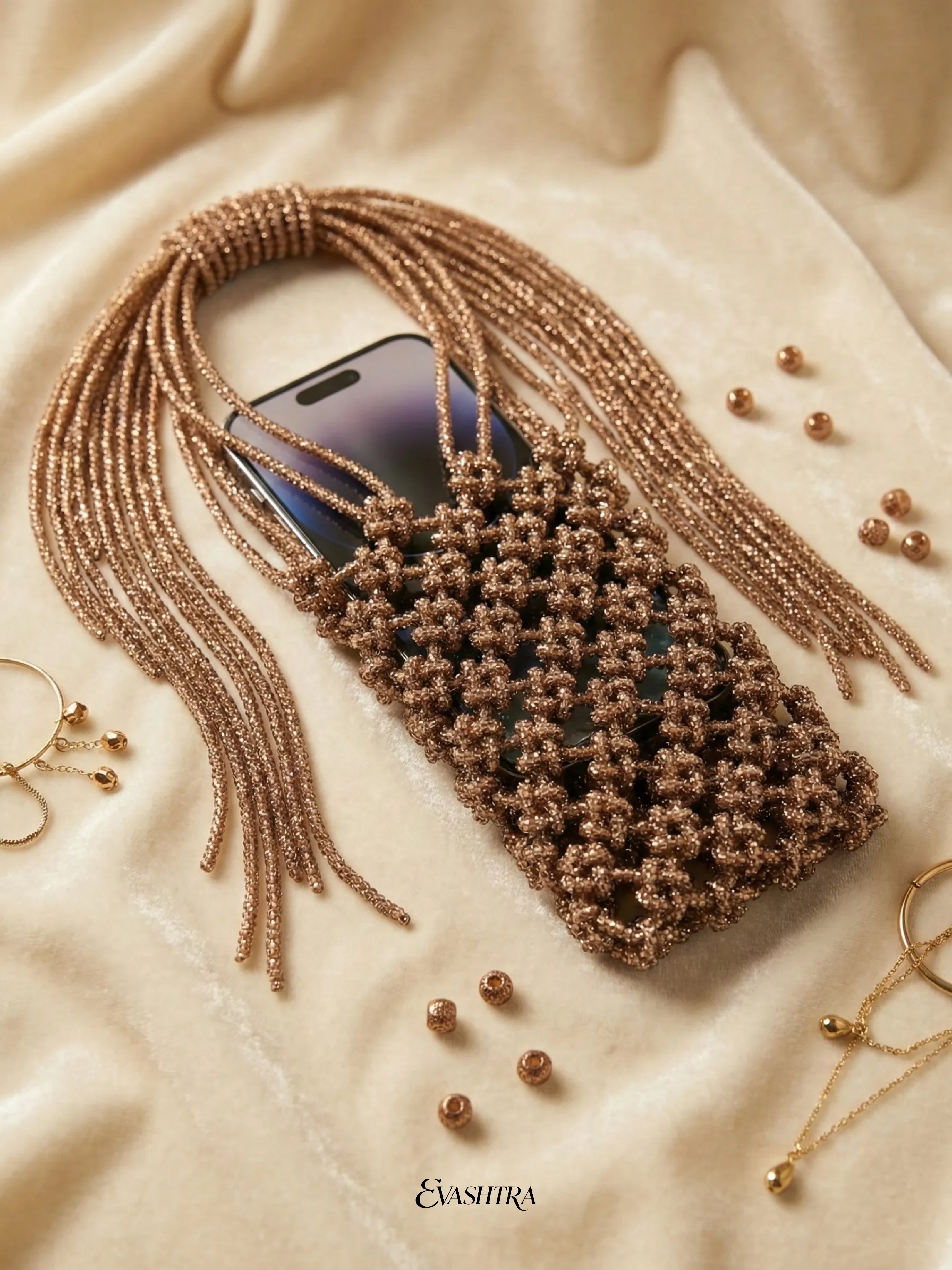 Glamorous Rhinestone Handwoven Mobile Purse