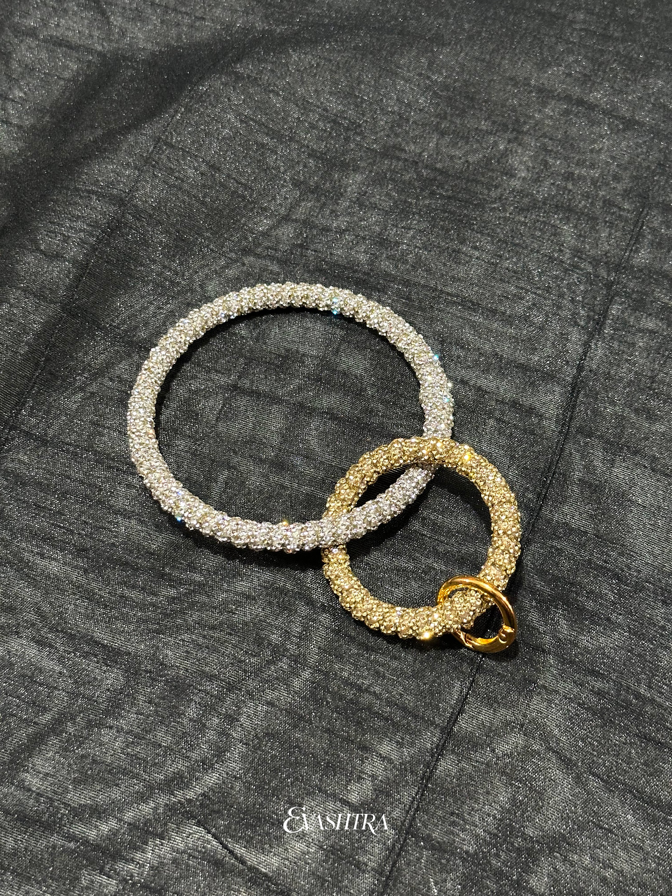 Silver & Gold Rhinestone Mobile Bangle