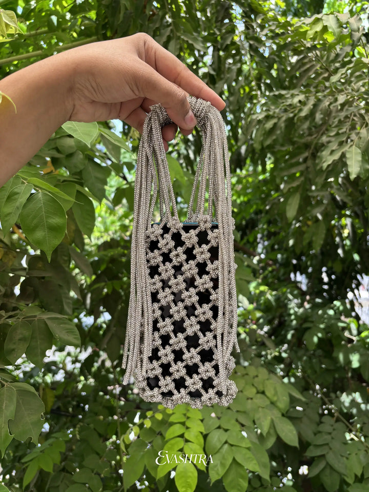 Silver Rhinestone Mobile Bag