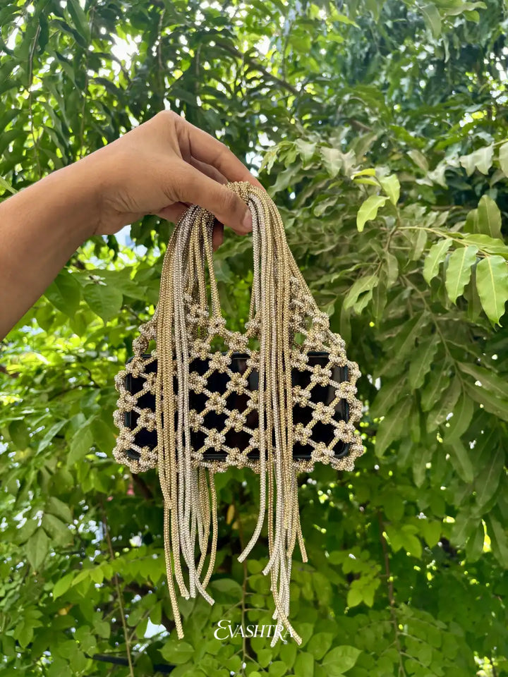Silver & Gold Mix Horizontal Rhinestone Mobile Bag