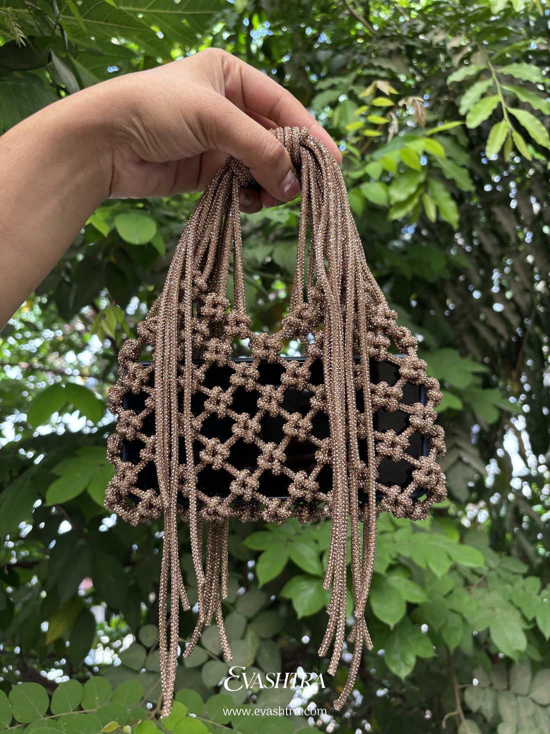 Copper Rhinestone Horizontal Mobile Bag