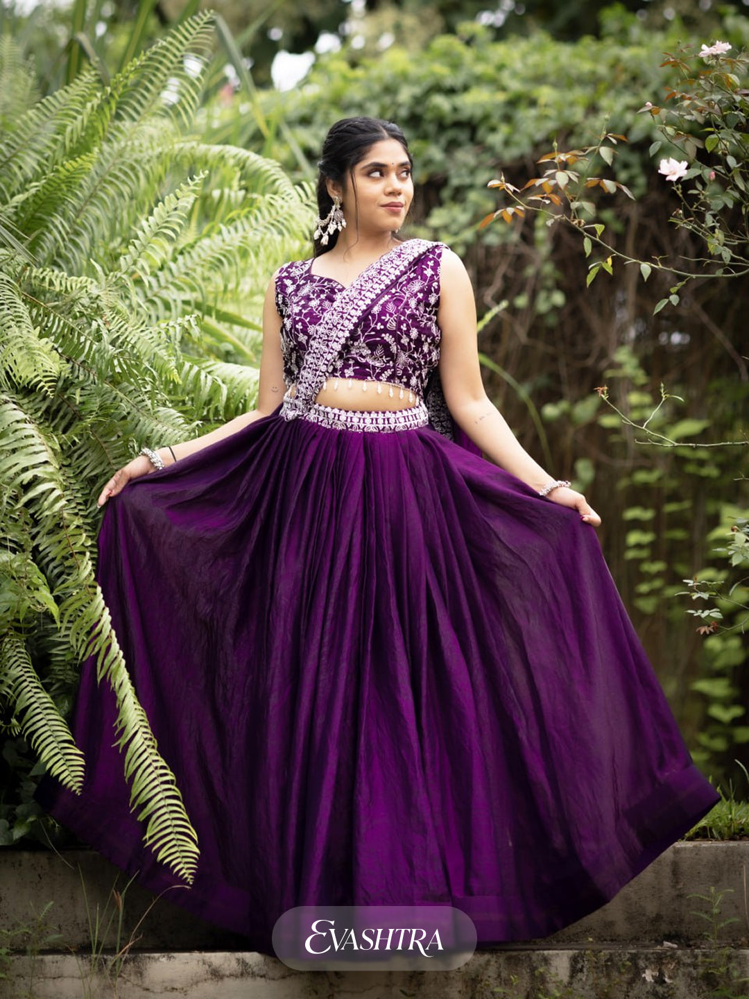 Deep Purple Fendy Silk Lehenga Sets