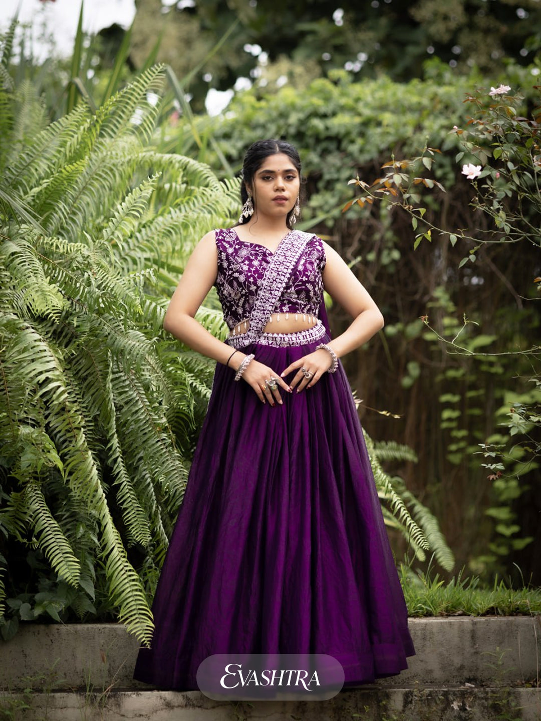 Deep Purple Fendy Silk Lehenga Sets