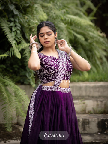 Deep Purple Fendy Silk Lehenga Sets