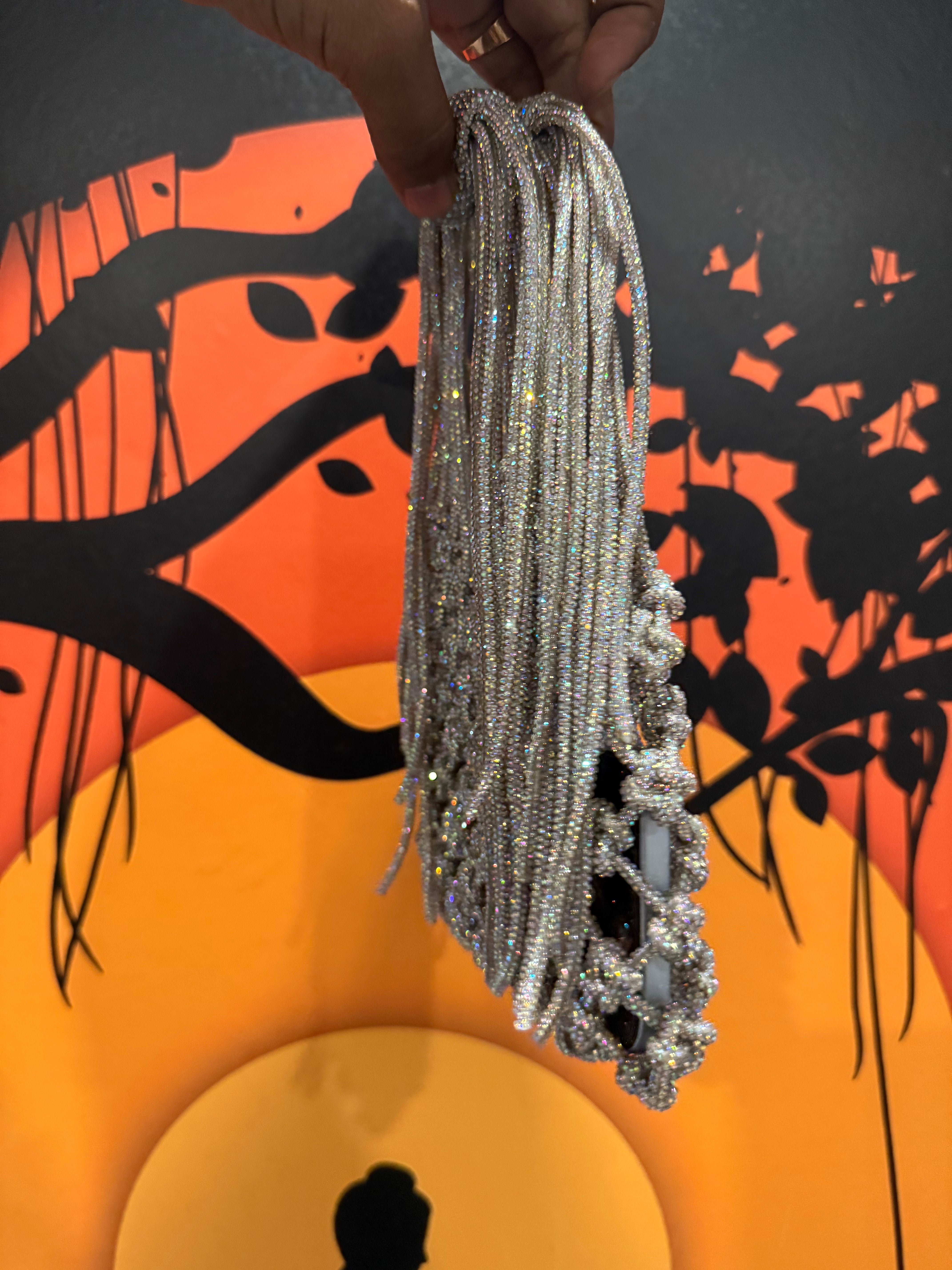 Glamorous Rhinestone Horizontal Mobile Bag