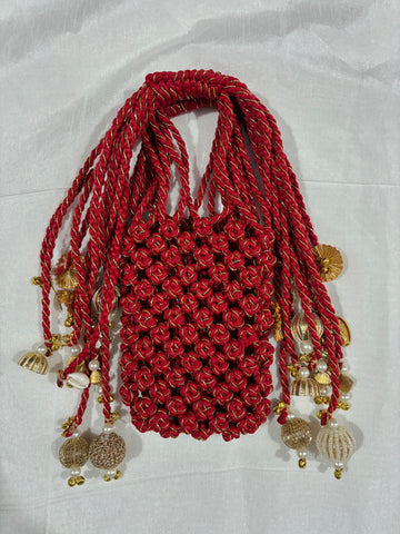 Deep Crimson Red with Metallic Gold Interweave