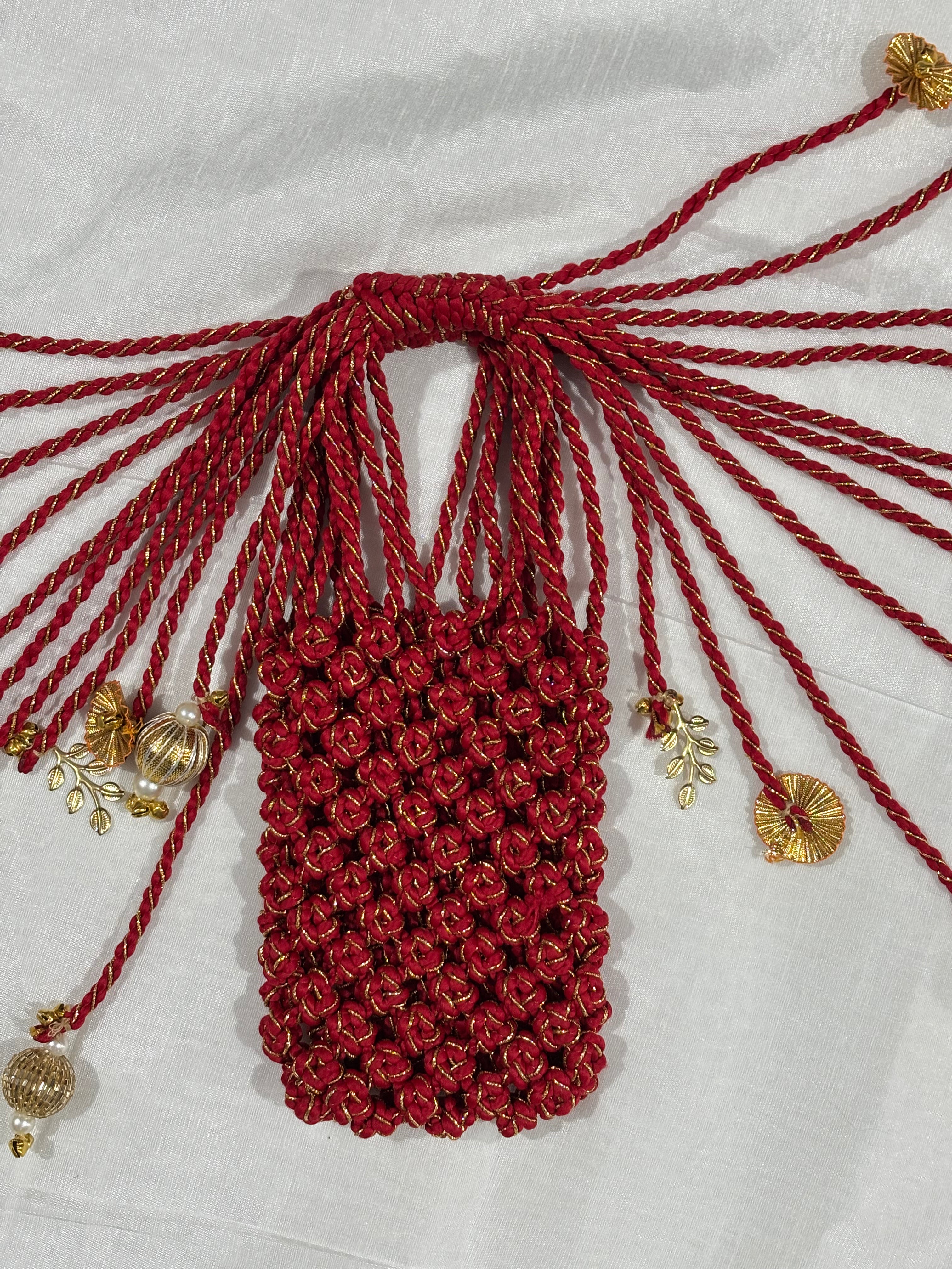 Deep Crimson Red with Metallic Gold Interweave