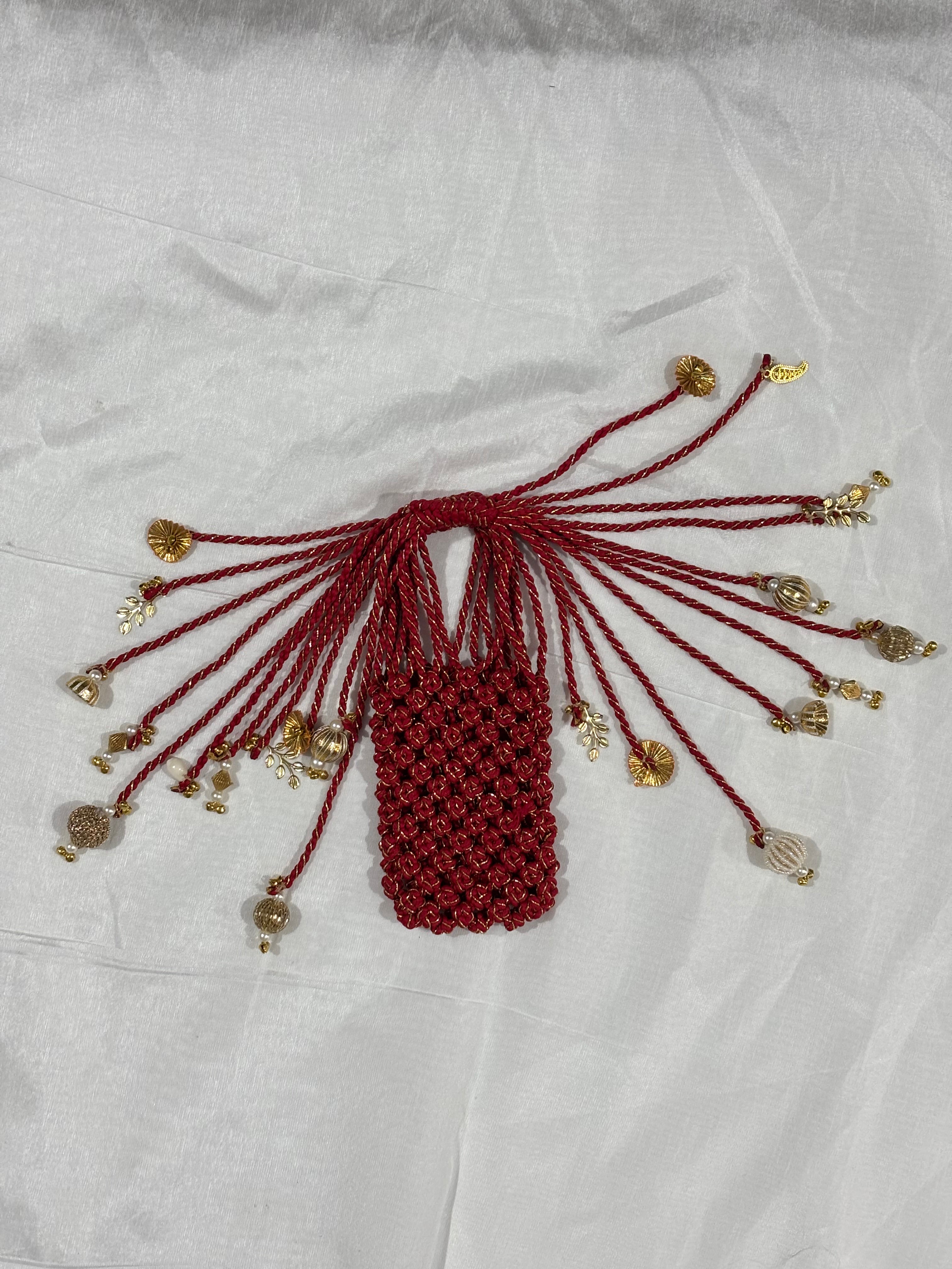 Deep Crimson Red with Metallic Gold Interweave