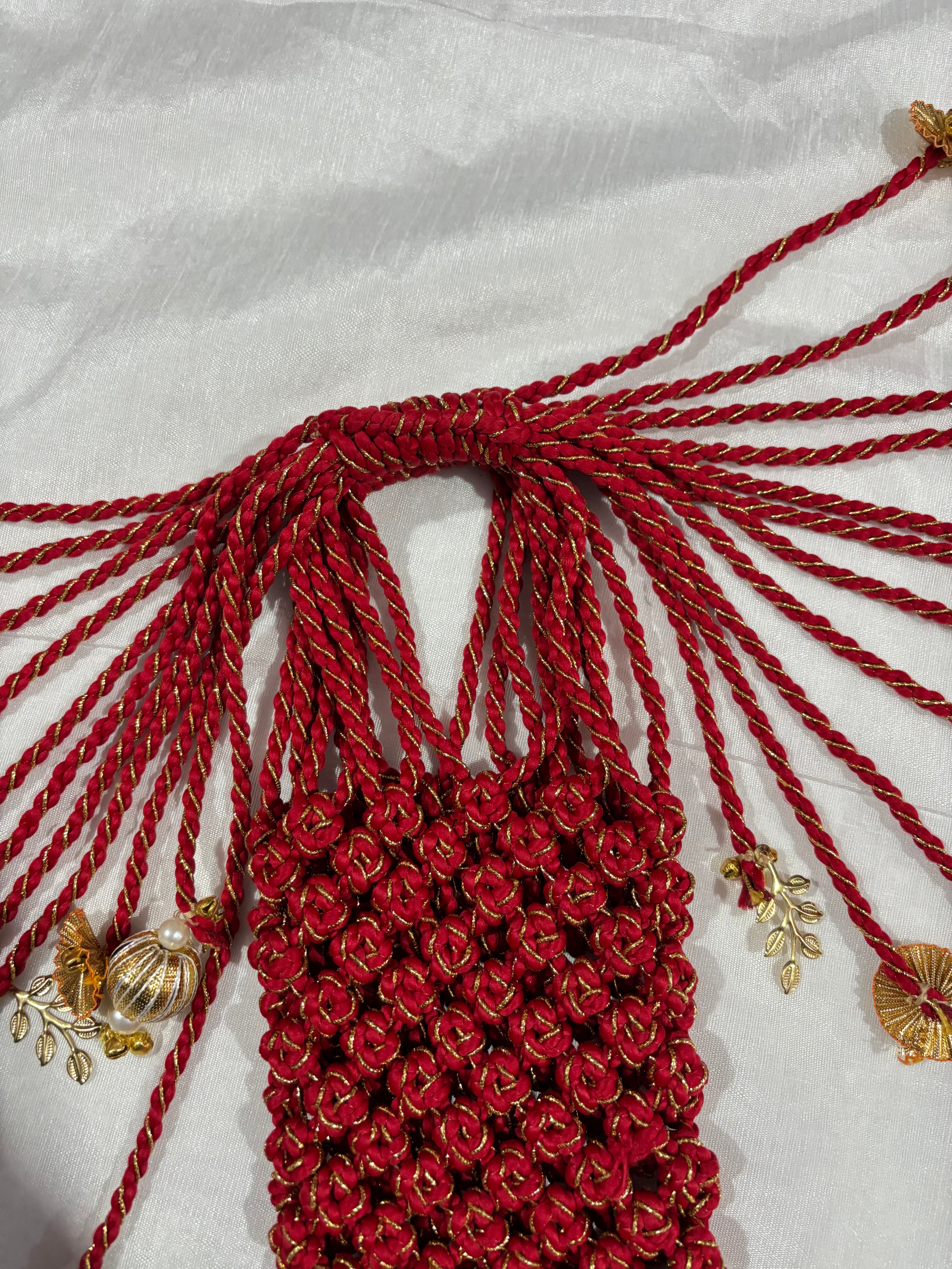 Deep Crimson Red with Metallic Gold Interweave