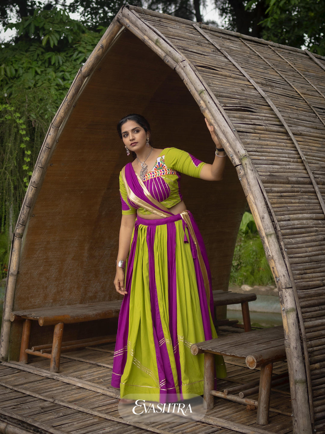 Rang Raas: Dual Tone Embellished Work Lehenga
