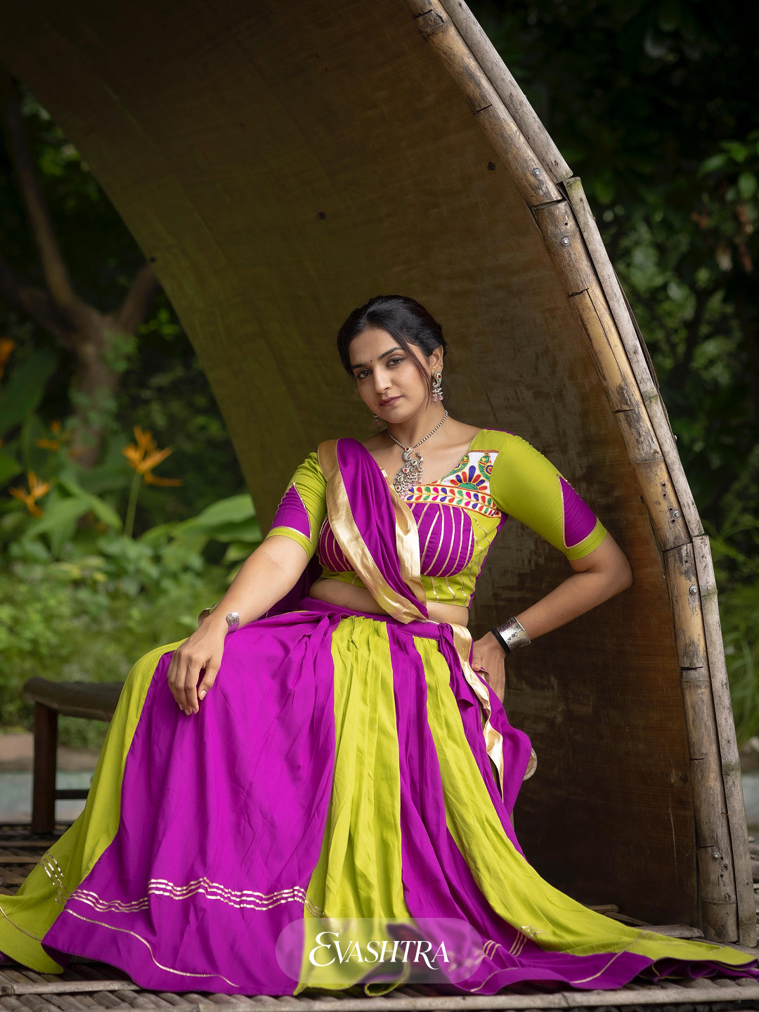 Rang Raas: Dual Tone Embellished Work Lehenga