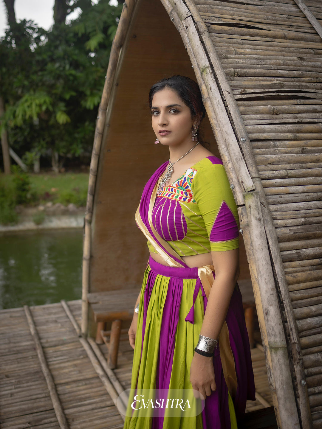 Rang Raas: Dual Tone Embellished Work Lehenga