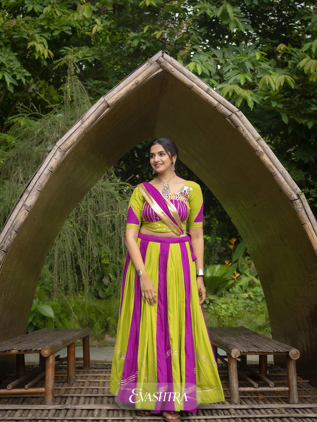 Rang Raas: Dual Tone Embellished Work Lehenga