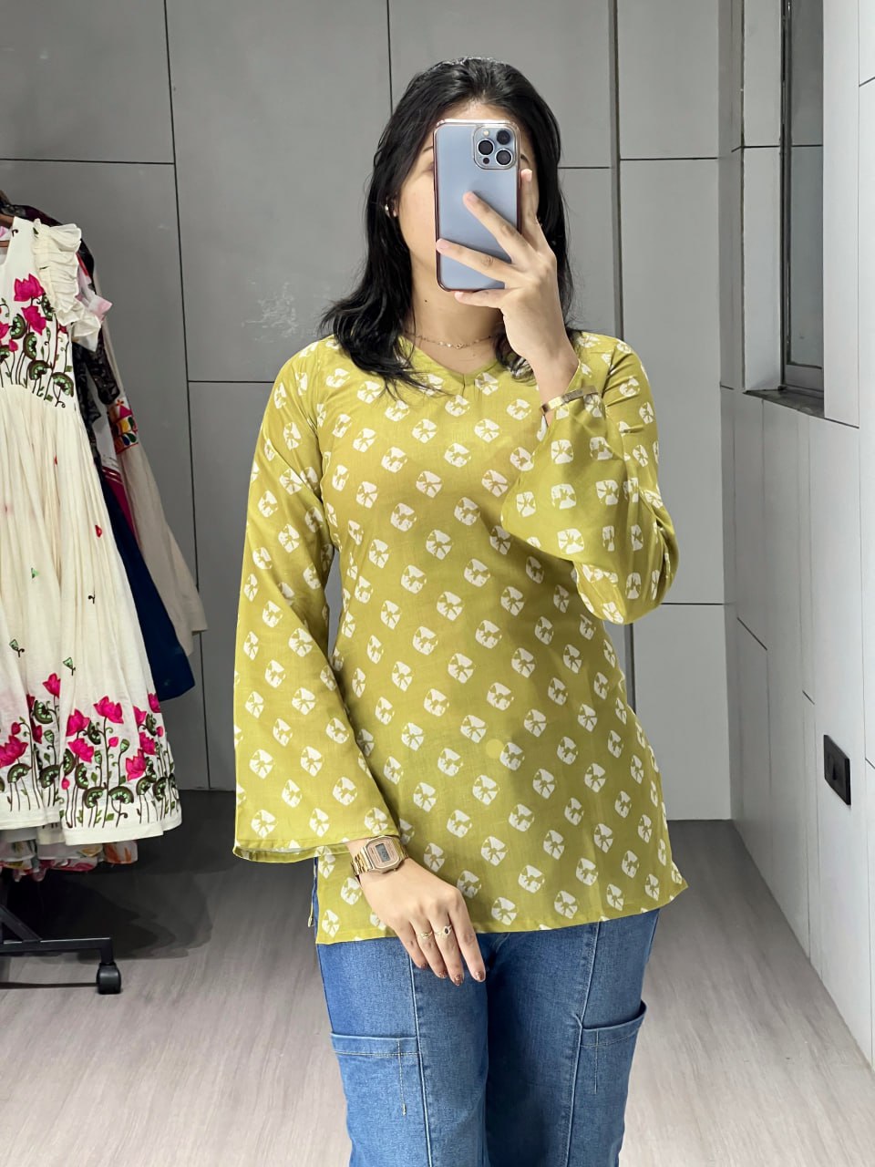 Parrot Floral Sleeved Kurtis