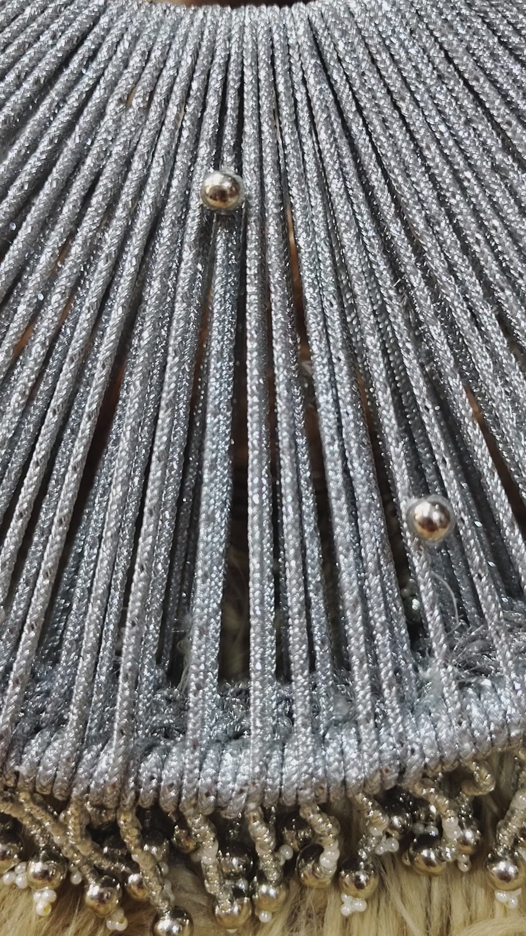 Luna Silver Metallic Handcrafted Circular Purse