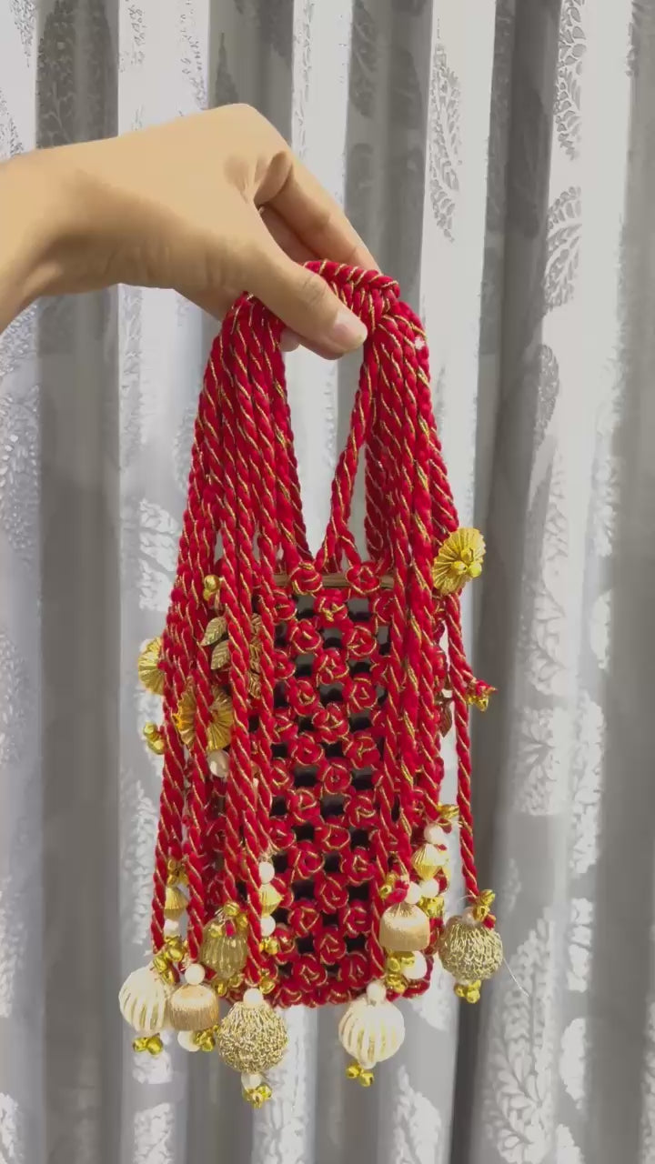 Deep Crimson Red with Metallic Gold Interweave