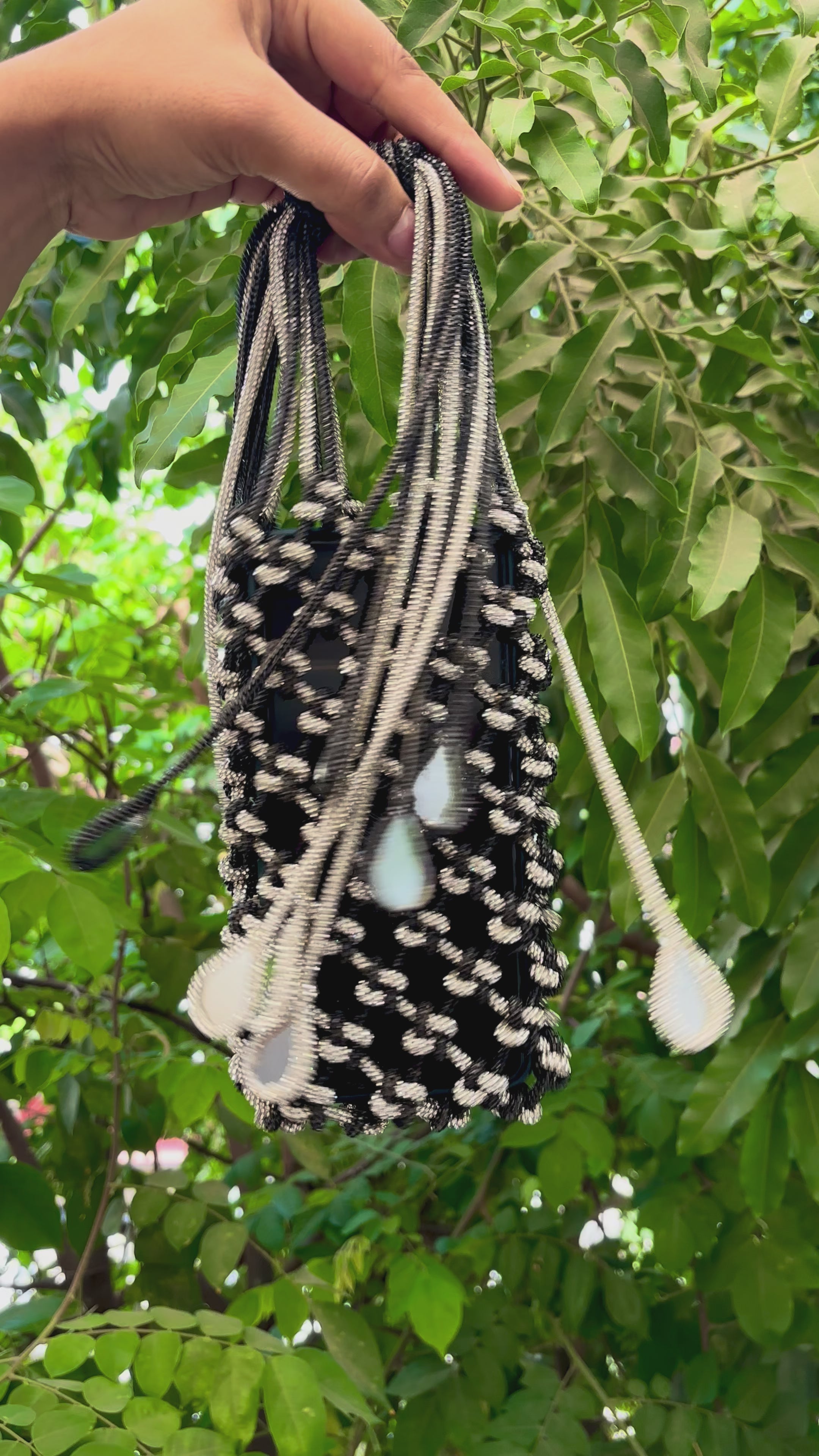 Black & Silver Rhinestone with Teardrop Mirrors