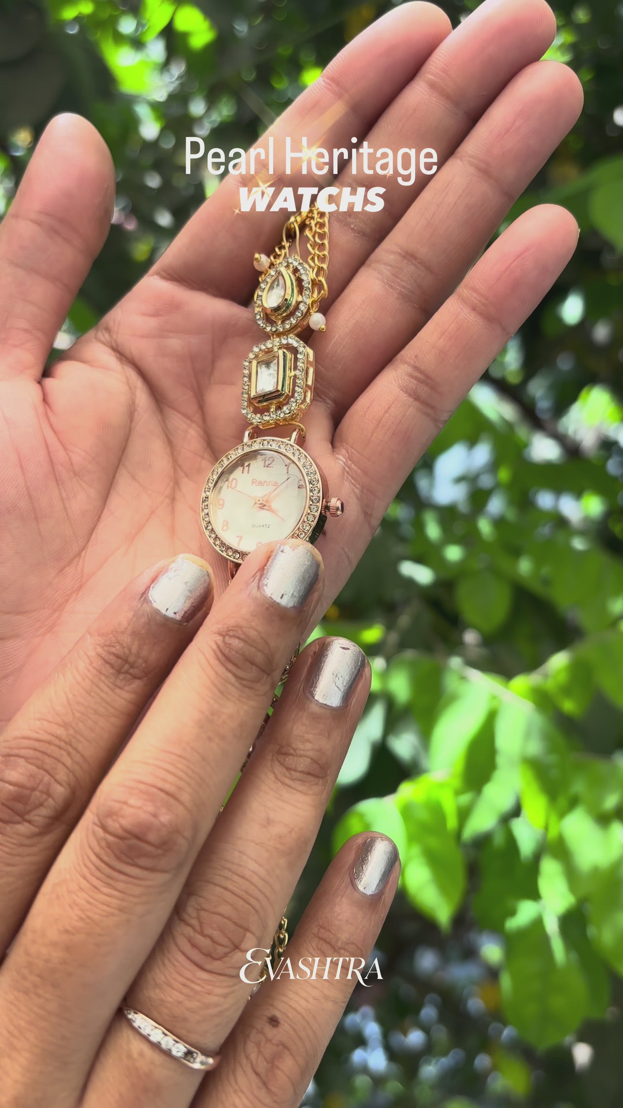 Pearl Heritage Handcrafted Kundan Jewelry Watch